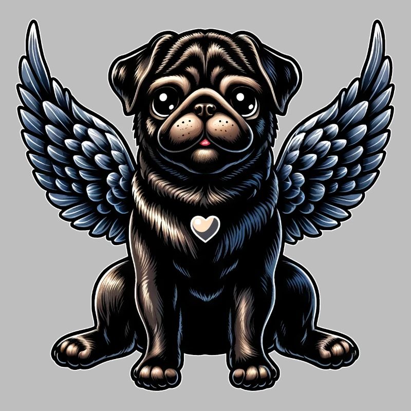 Süßer Mops Engel Gotisch Barock Stil