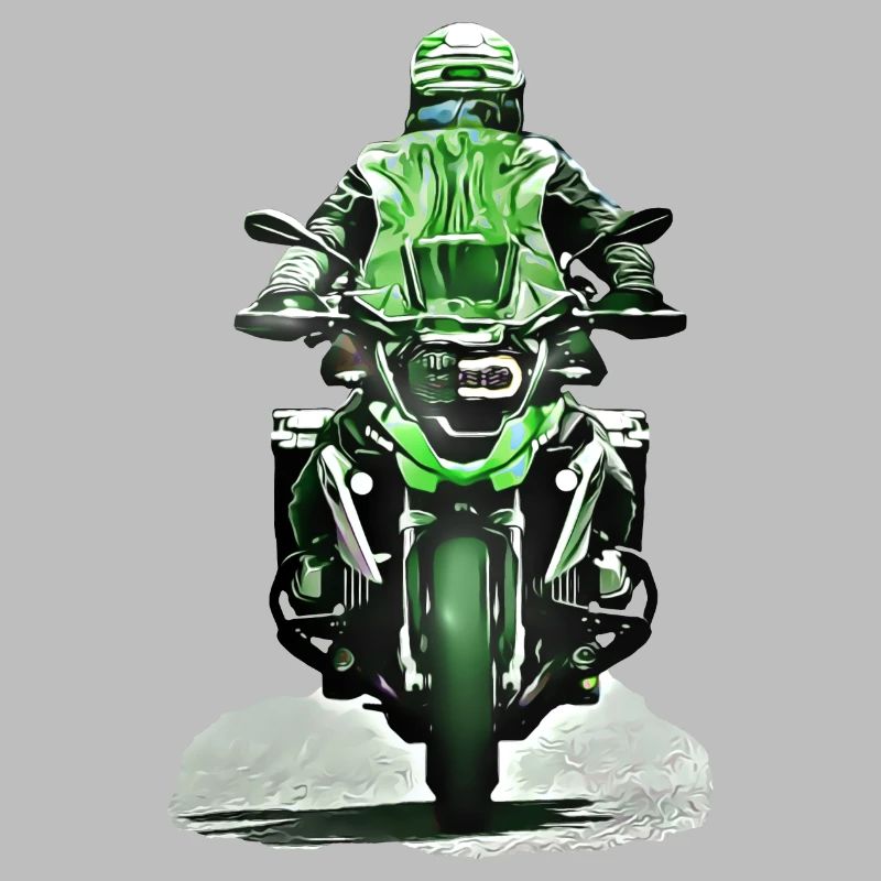 GS motorcyclist green