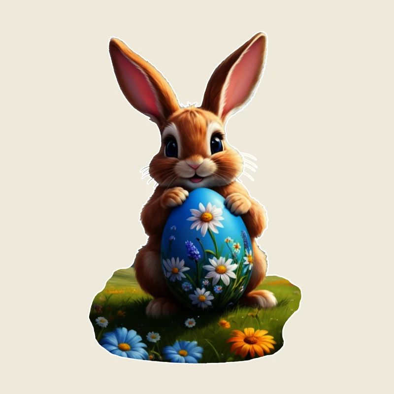 Osterhase mit Ei, Oval