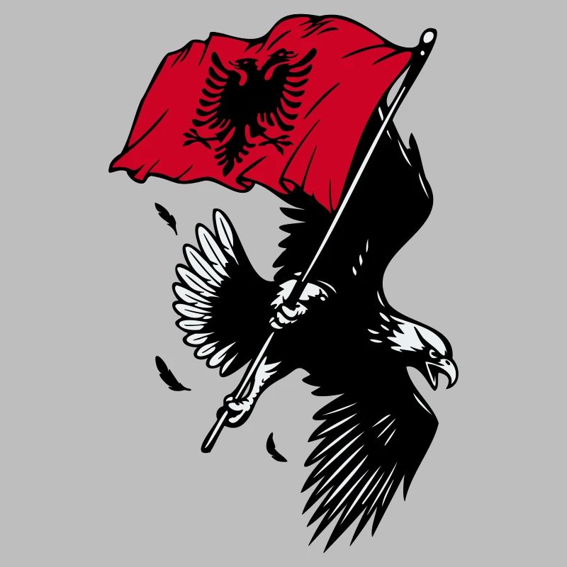 Aigle albanais avec drapeau