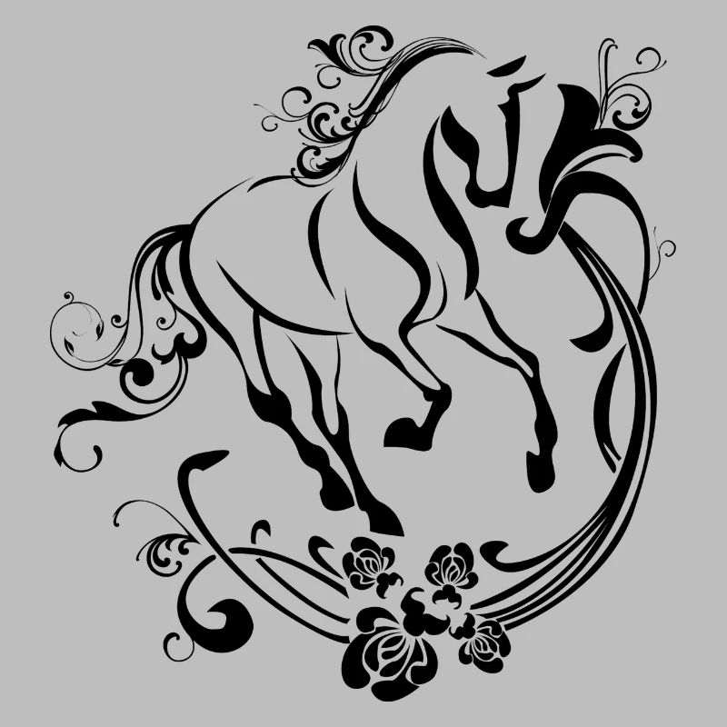 Design élégant de cheval noir et blanc