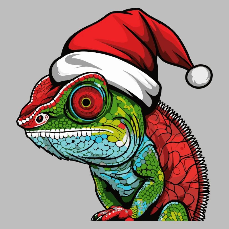 Tête d’animal de Noël caméléon