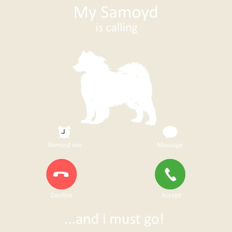 Samojeden ruft lustigen Hund Telefon-Schnittstelle