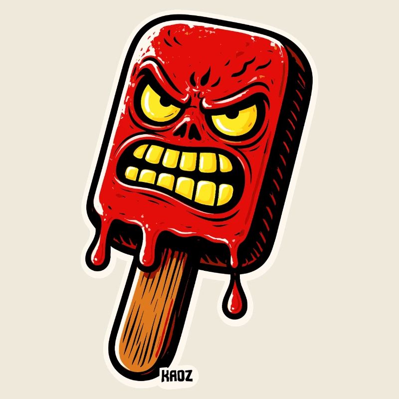 Glace rouge en colère
