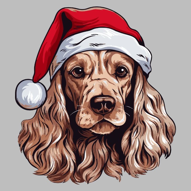 Cocker Spaniel Dog Christmas Head