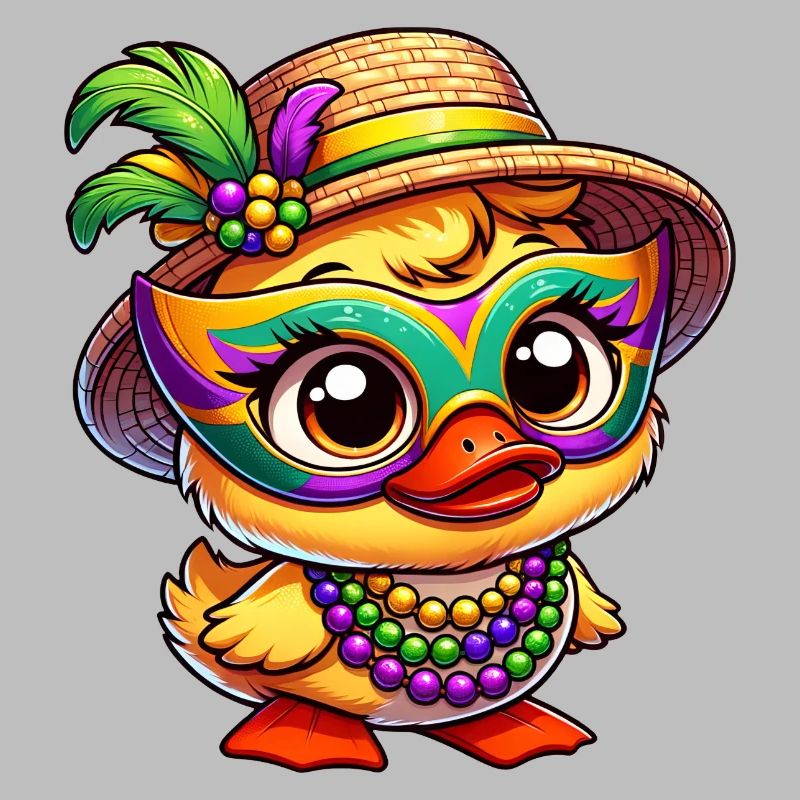Mardi Gras Cartoon Duck