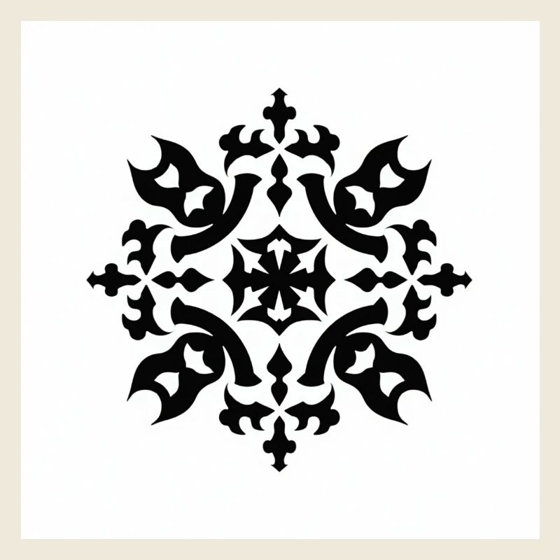 Motif complexe de flocon de neige noir