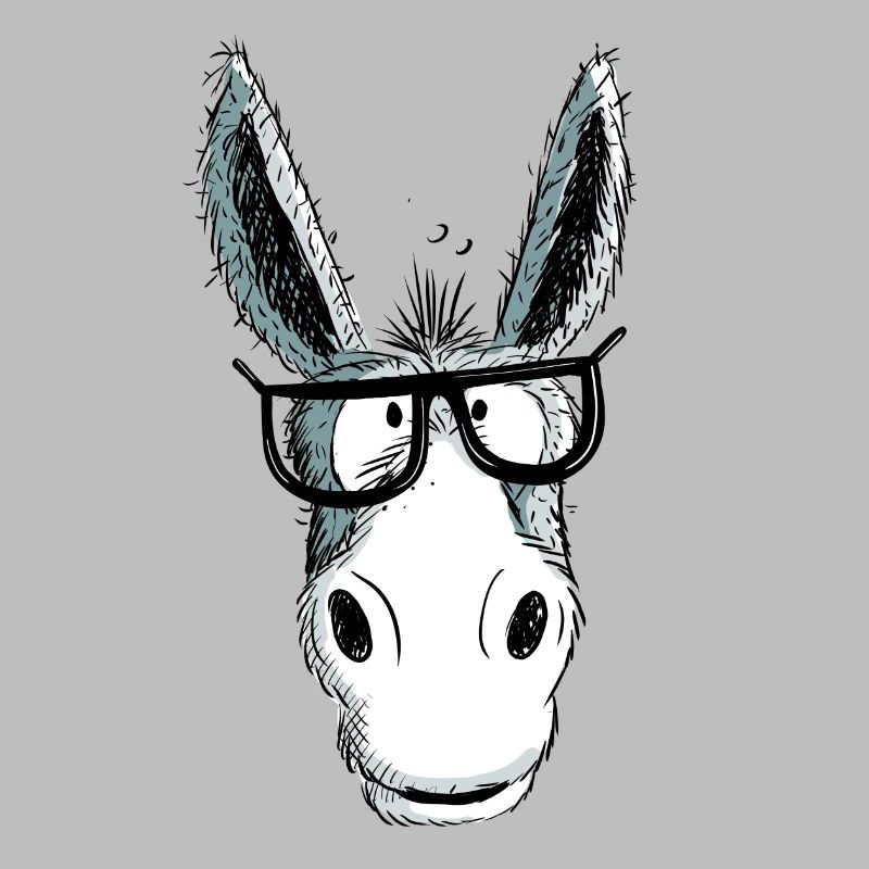 Lustiger Grauer Nerd Esel Mit Brille I Comic