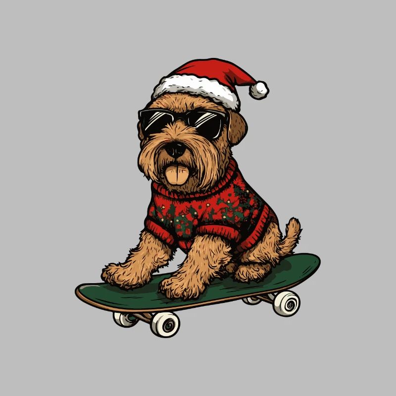 Airedale Terrier Chien Noël Skateboard