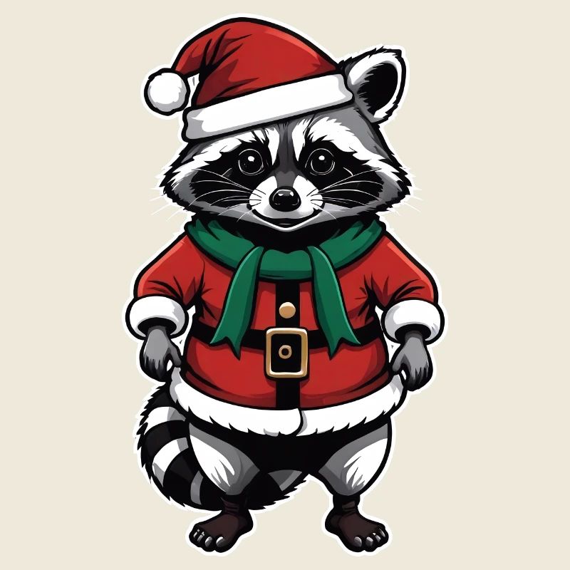 Waschbär Weihnachtsmann Weihnachten Geschenk