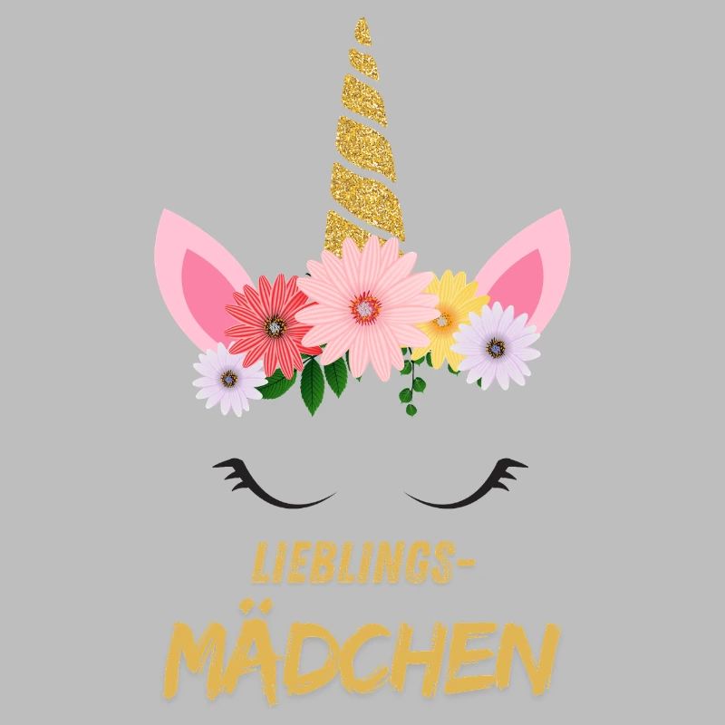 Lieblingsmädchen – Süßes Einhorn mit Blumen & gold