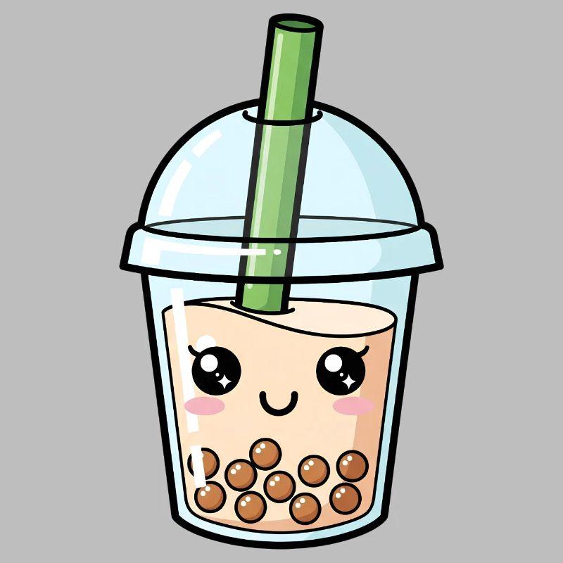 Kawaii Bubble Tea Cup Illustration