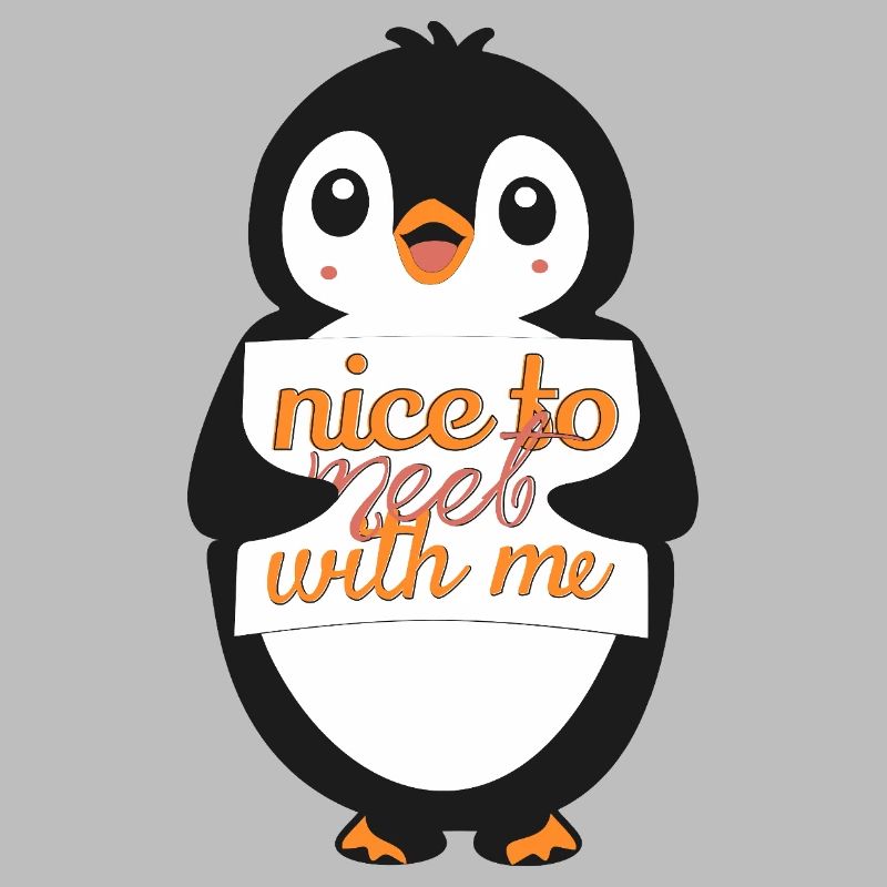Penguin Welcome Sign: nice to meet with me