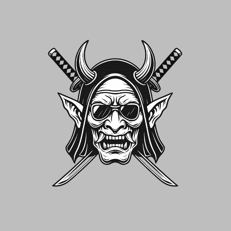 Logo de la tête et des épées du démon