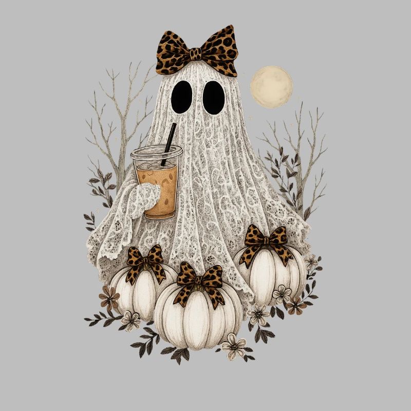 Süßer Spitzengeist, Halloween-Geist, Kürbis, Kaffee