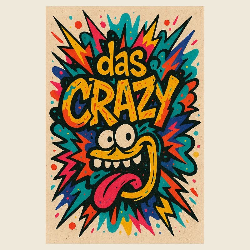 Buntes Comic-Design mit Cartoon-Motiv das Crazy 