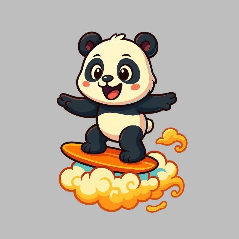 Panda Surfer dessin animé Design