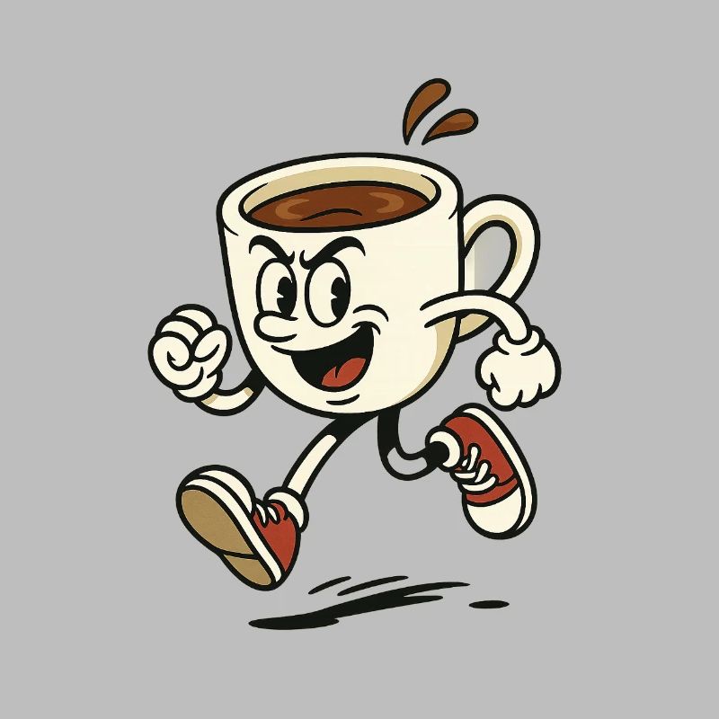 Lebendige Kaffeetasse Laufdesign