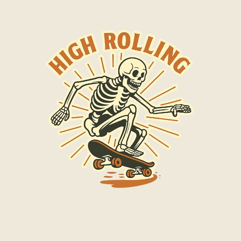 High Rolling Skeleton Skateboard