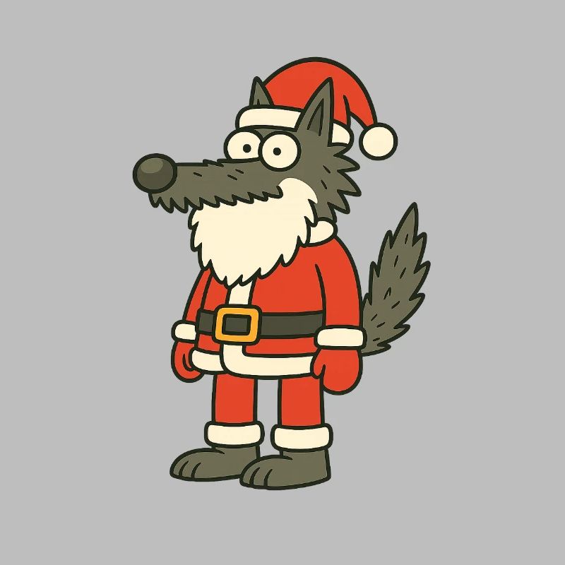 Weihnachtswolf Cartoon Santawolf