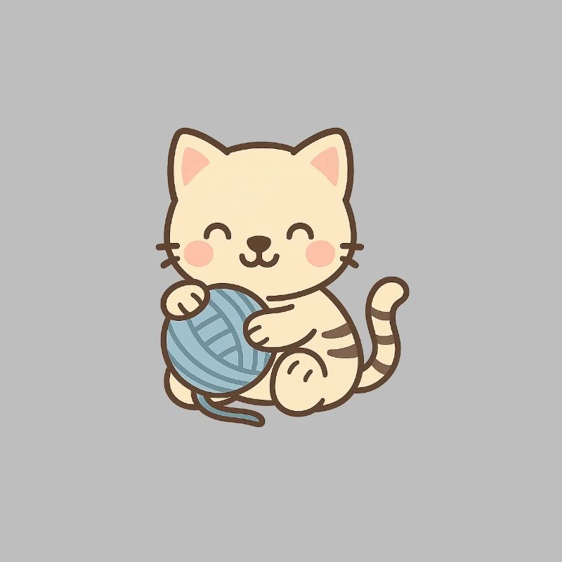 Süßes Kätzchen mit blauem Knäuel