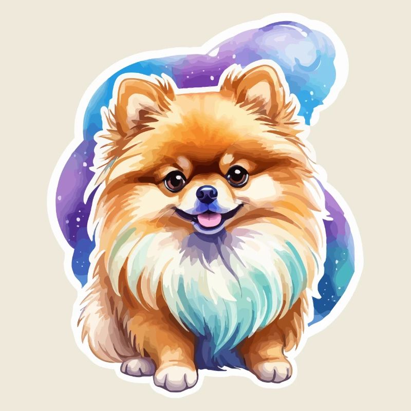 Pomeranian Zwergspitz Wasserfarben
