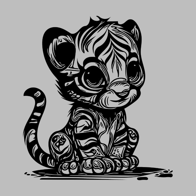 Kleiner Tiger mit süssem putzigem Streifenmuster