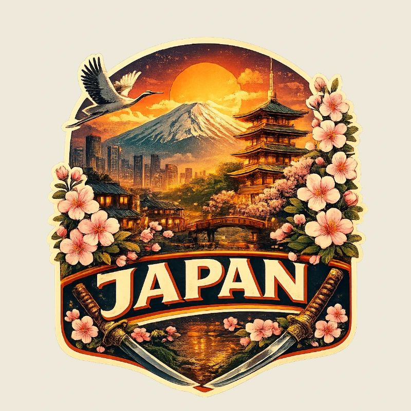 Japan Sunset Lantern Abzeichen