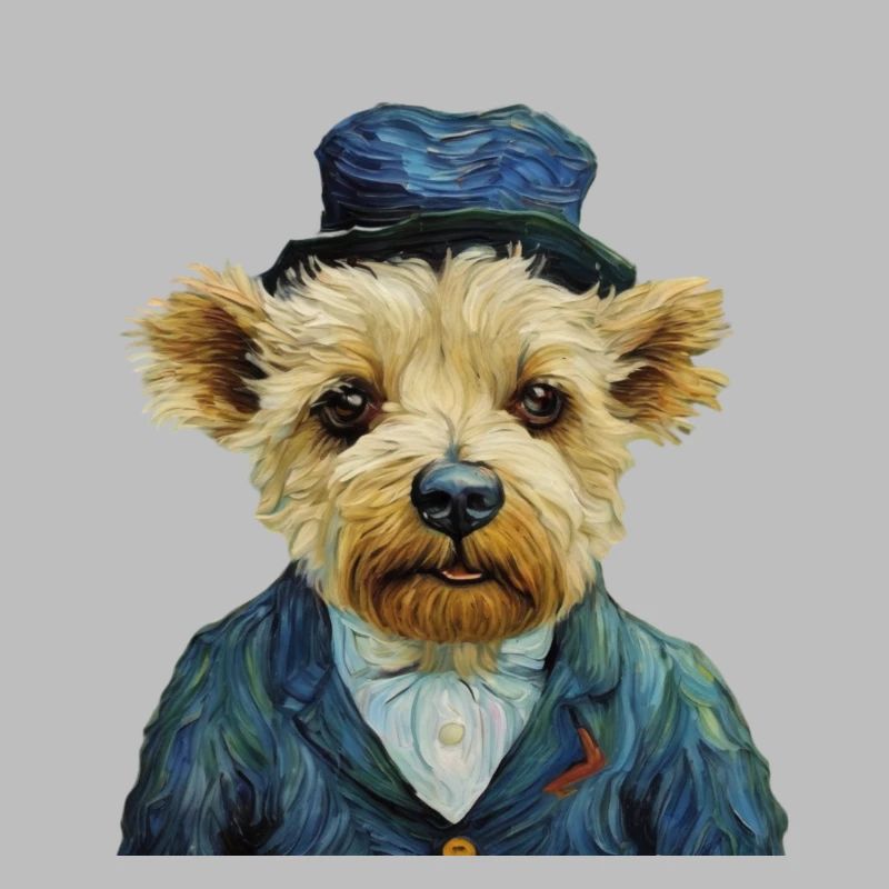 Büste eines Hundes im Kostüm