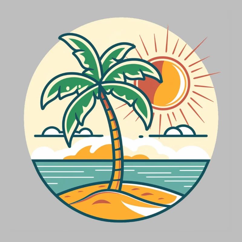 Palmier de l’île au coucher du soleil