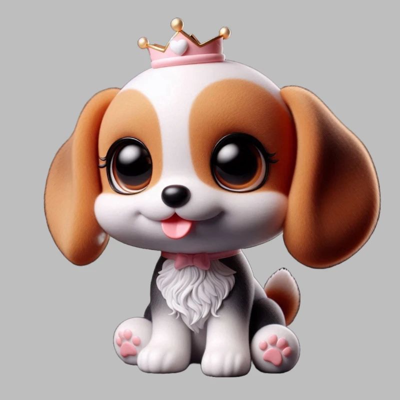 Playful dog motif with crown