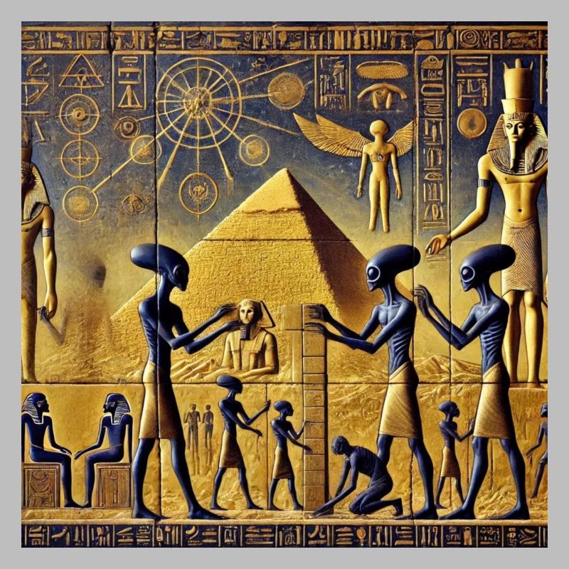 Blaue Außerirdische unter den Pyramiden