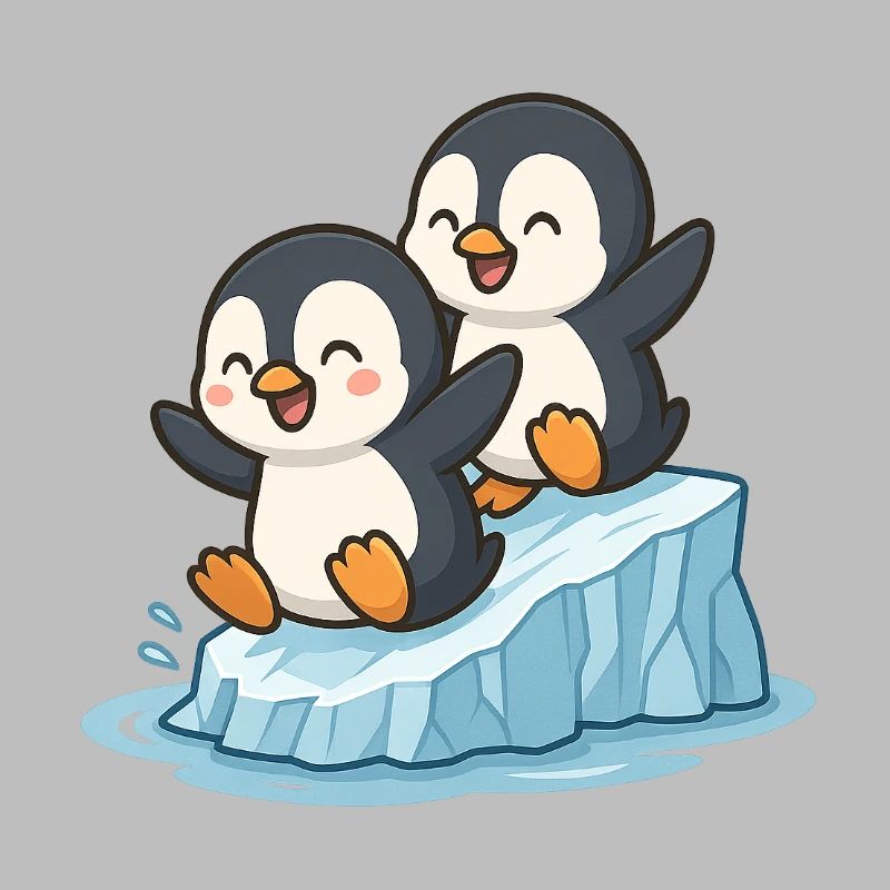 Zwei Baby-Pinguine spielen auf dem Eis