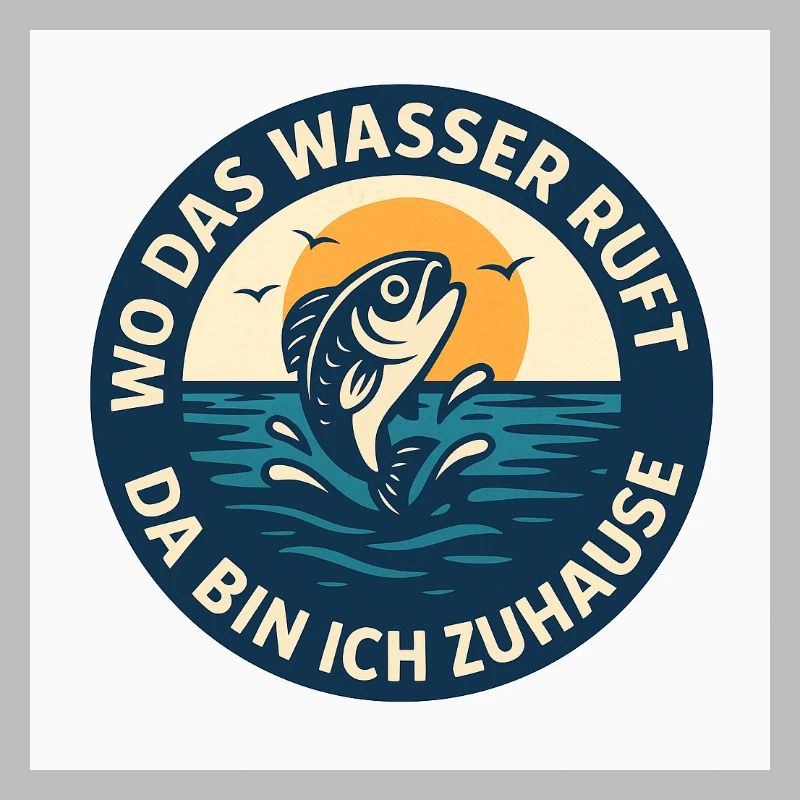 Water saying with fish and sunset