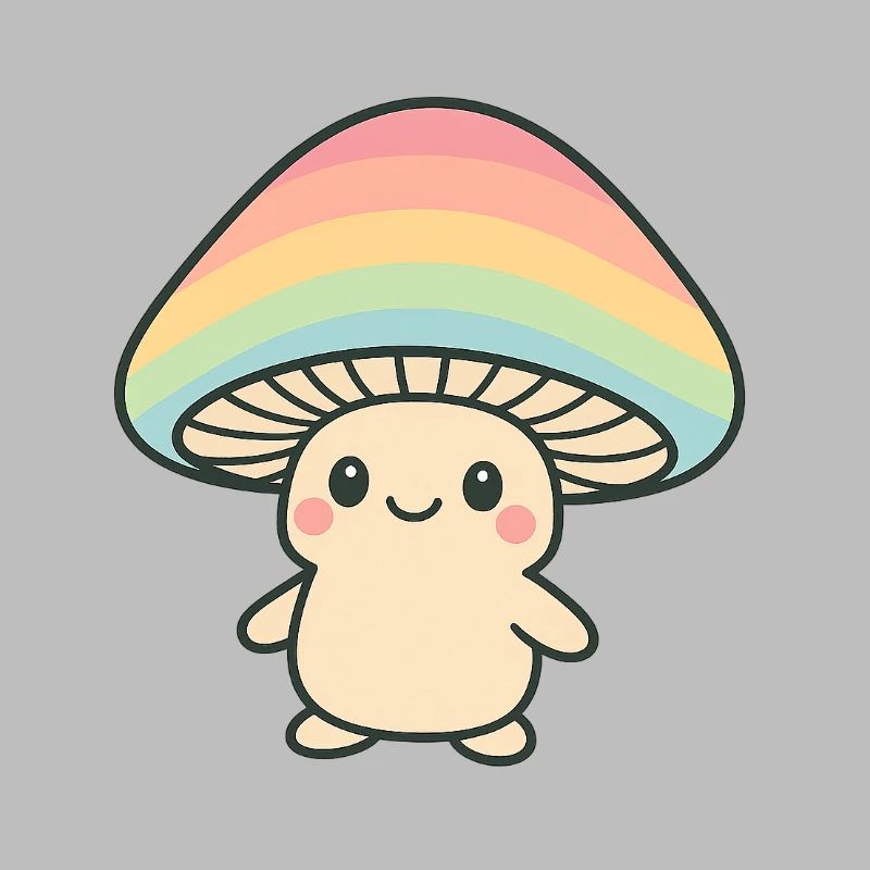 Champignon avec chapeau arc-en-ciel