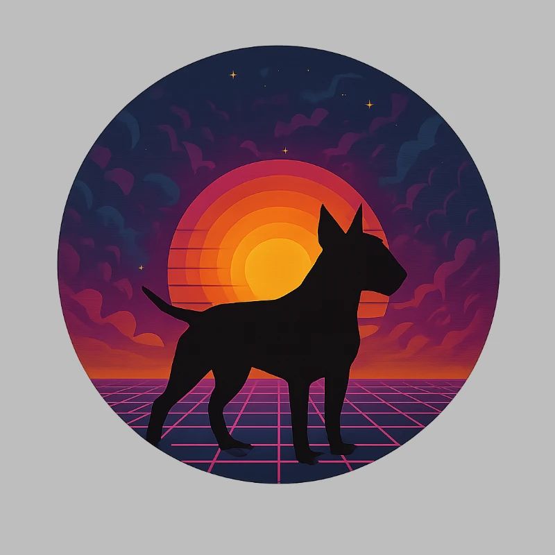 Neon-Sonnenuntergangs-Hund-Silhouette