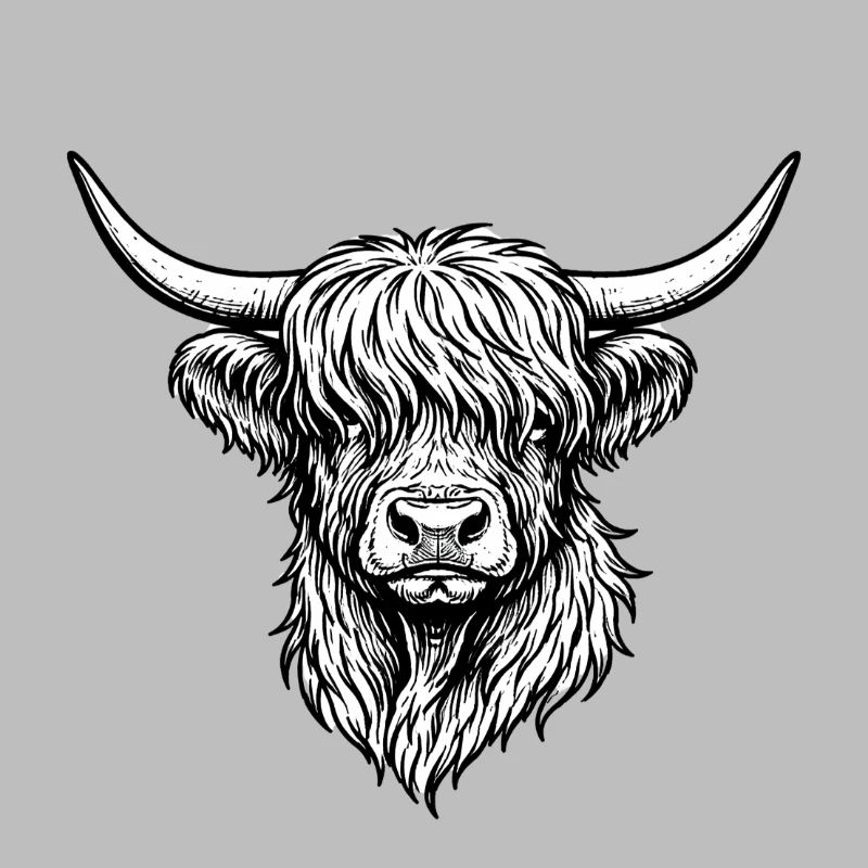 Dessin au trait Highlander monochrome