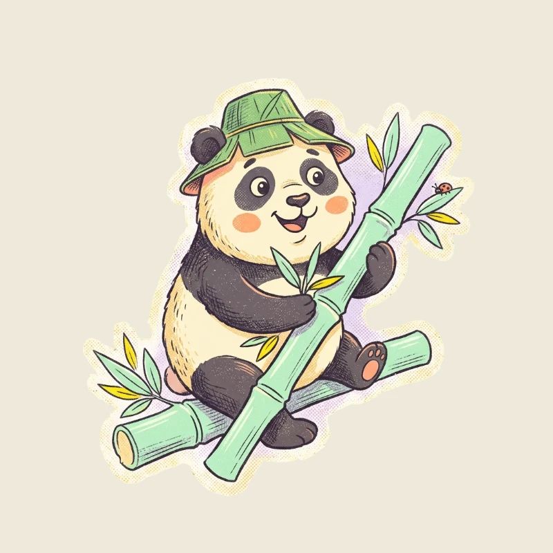 Panda on bamboo path