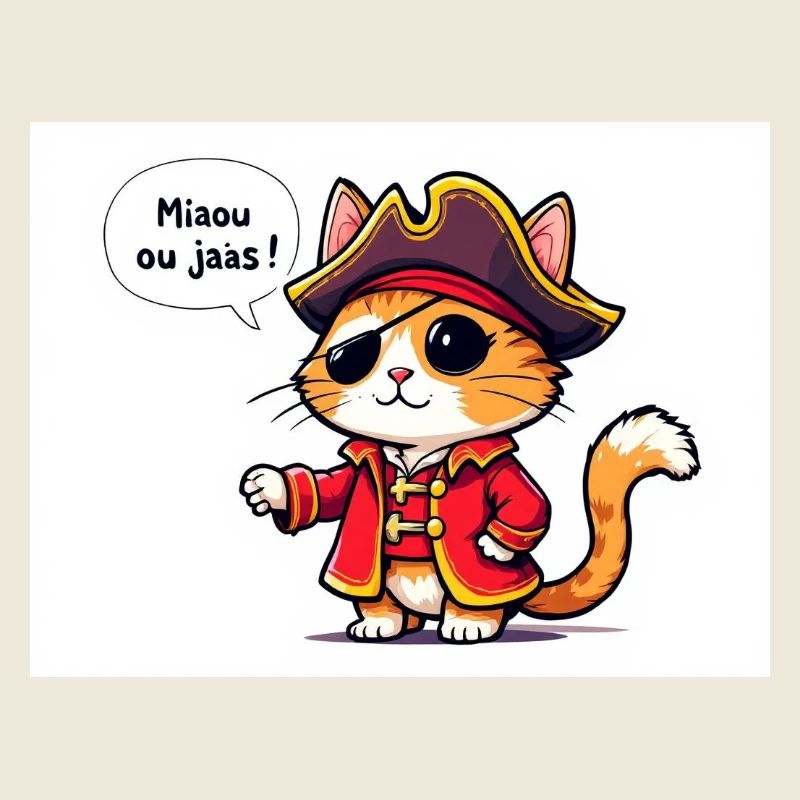 Chat Pirate Costume Illustration