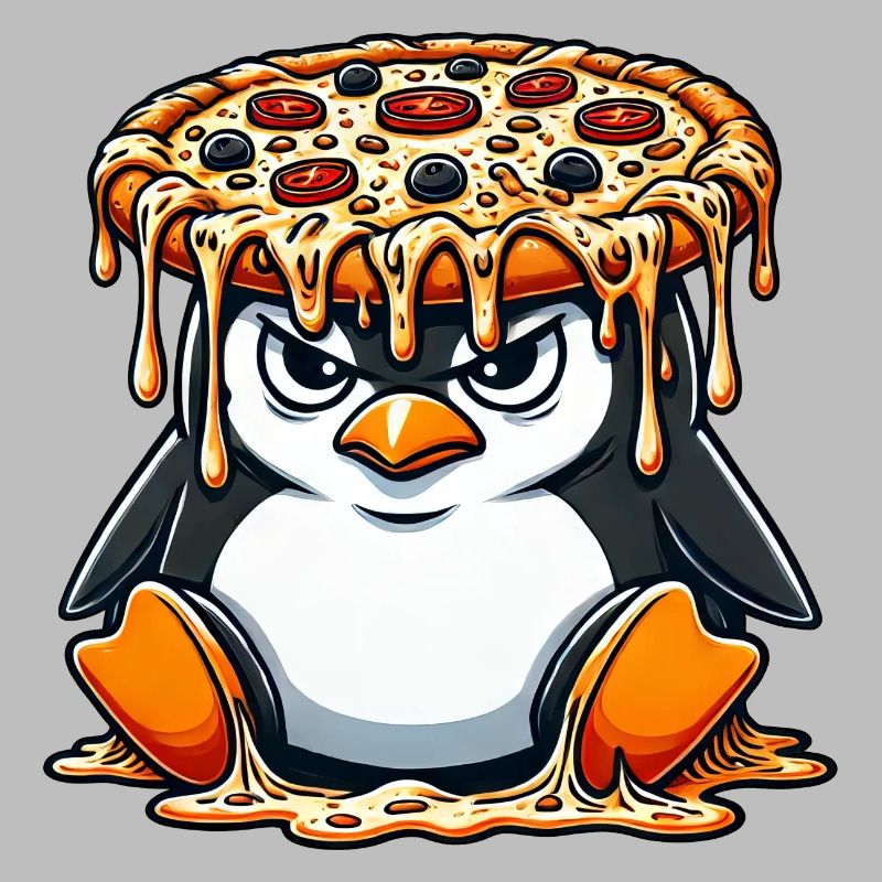 Cute Penguin Chef Cartoon Pizza Clumsy