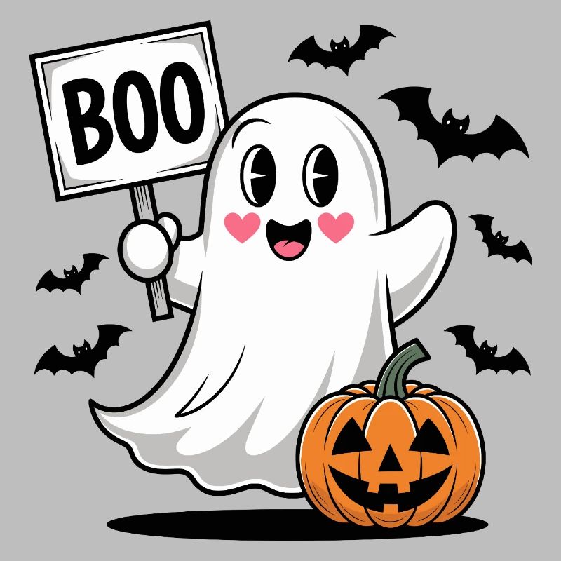 Halloween Boo Geist mit Kürbis
