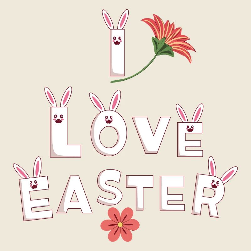 L’amour de Pâques avec un lapin et une fleur
