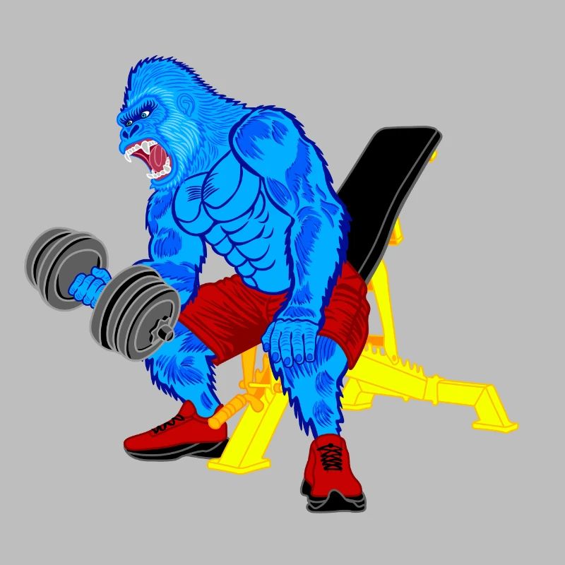 Monkey, Gorilla, Bodybuilder Monkey, Comic, Fitness