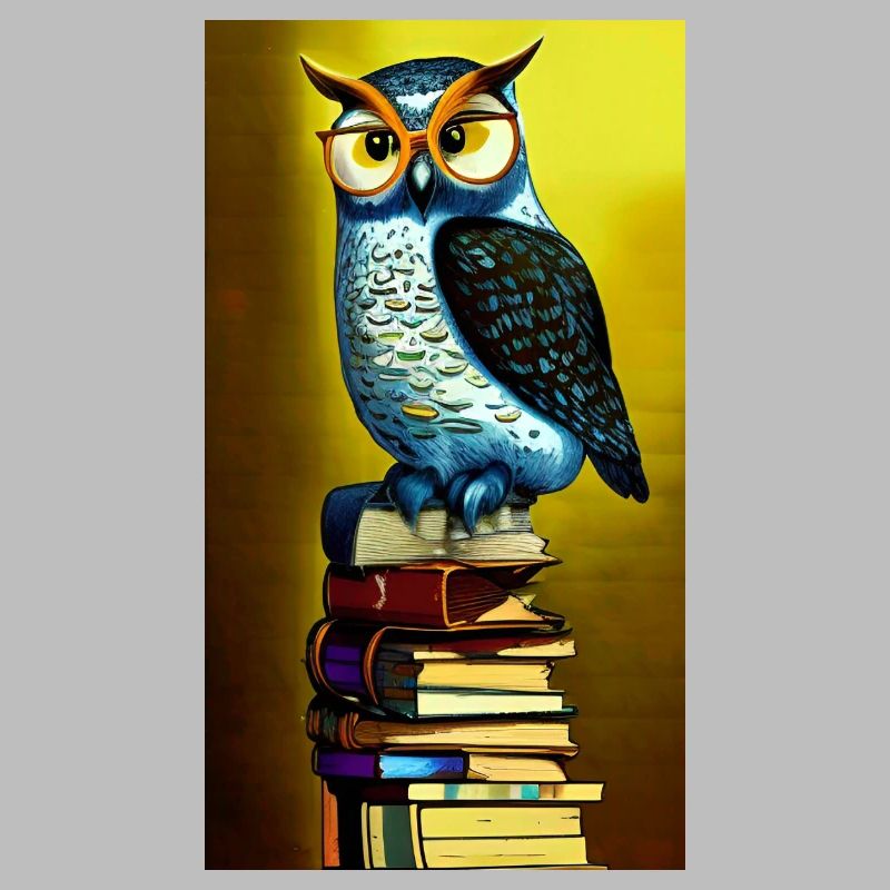 Comic Cartoon Creepy Bookworm Book Stack