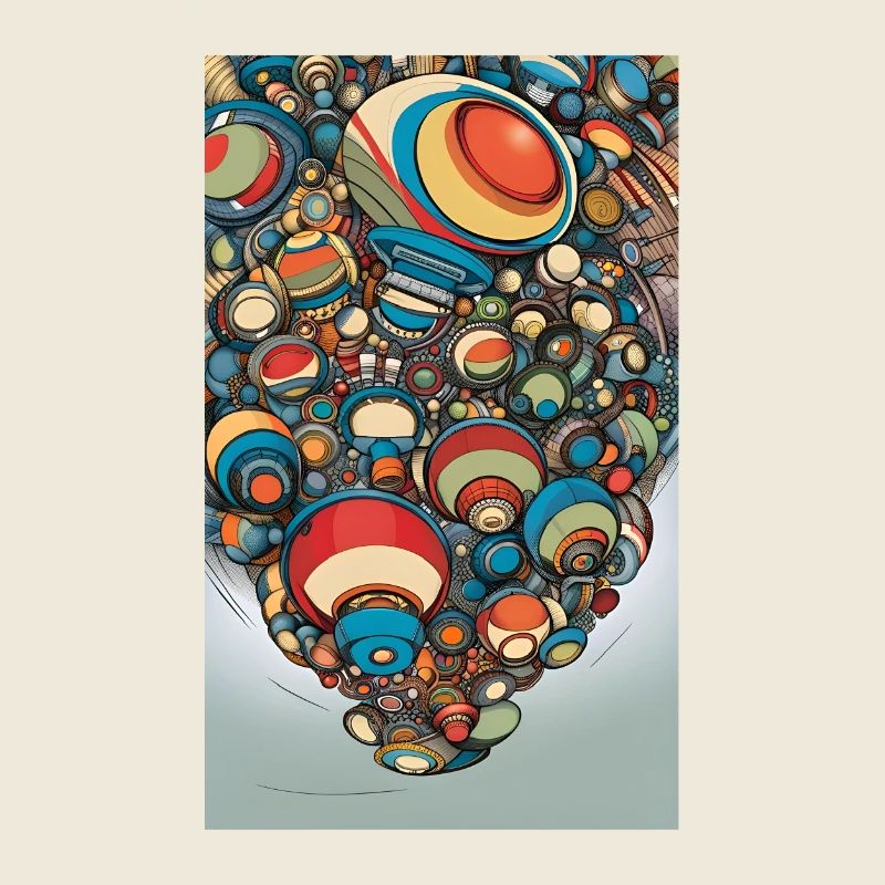 Abstrakte Karikatur von Tech-Sphären