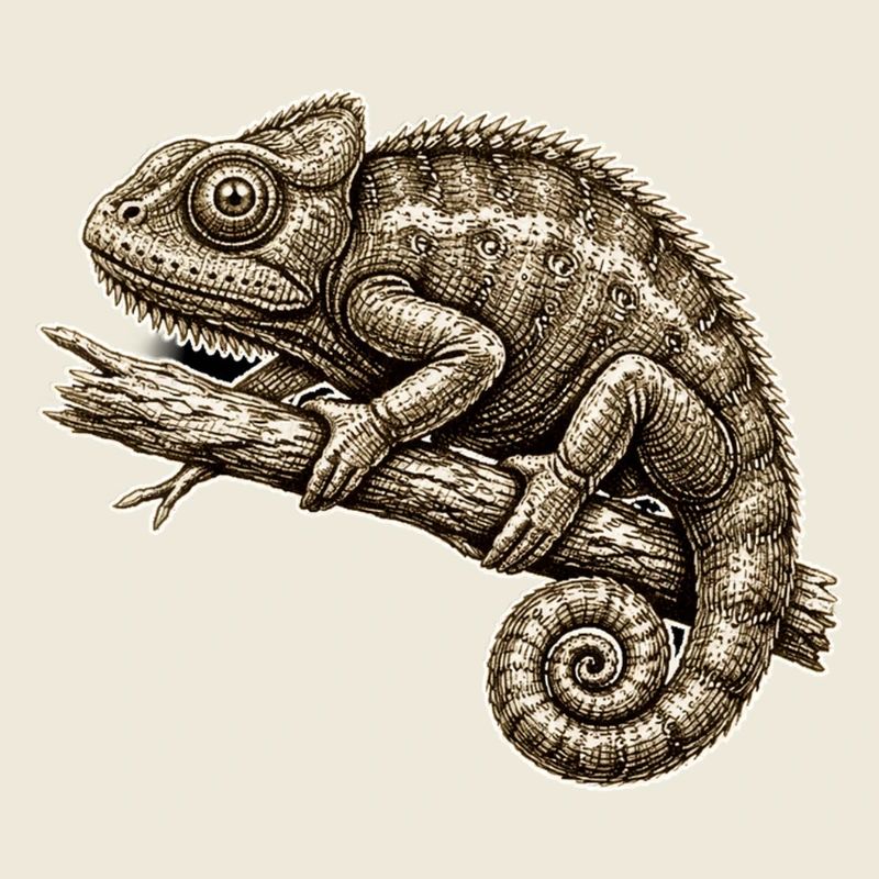 Chameleon illustration in vintage style