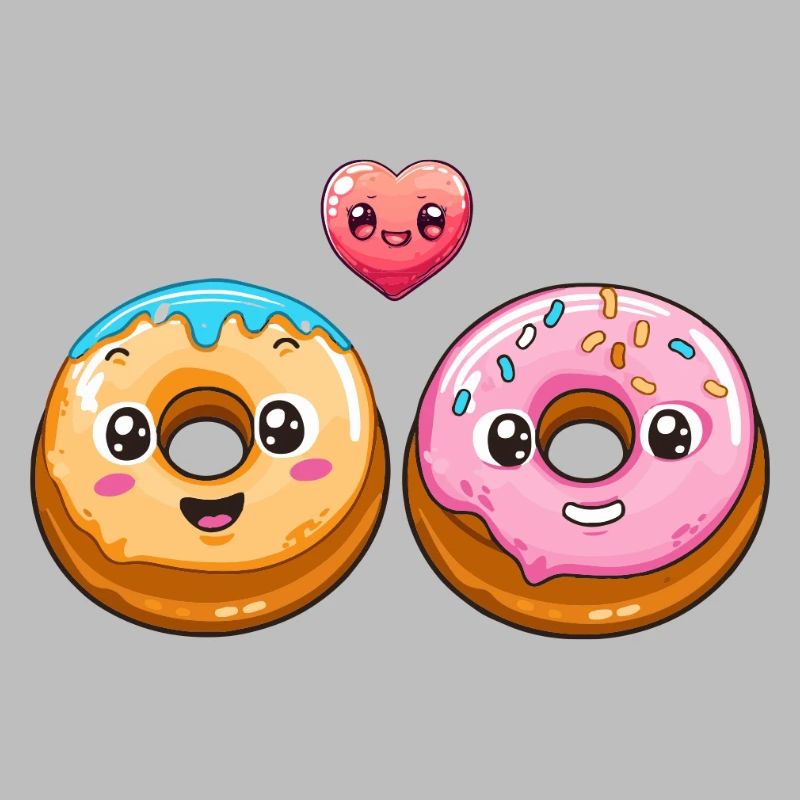 Donuts Paar Liebe Herz Comic