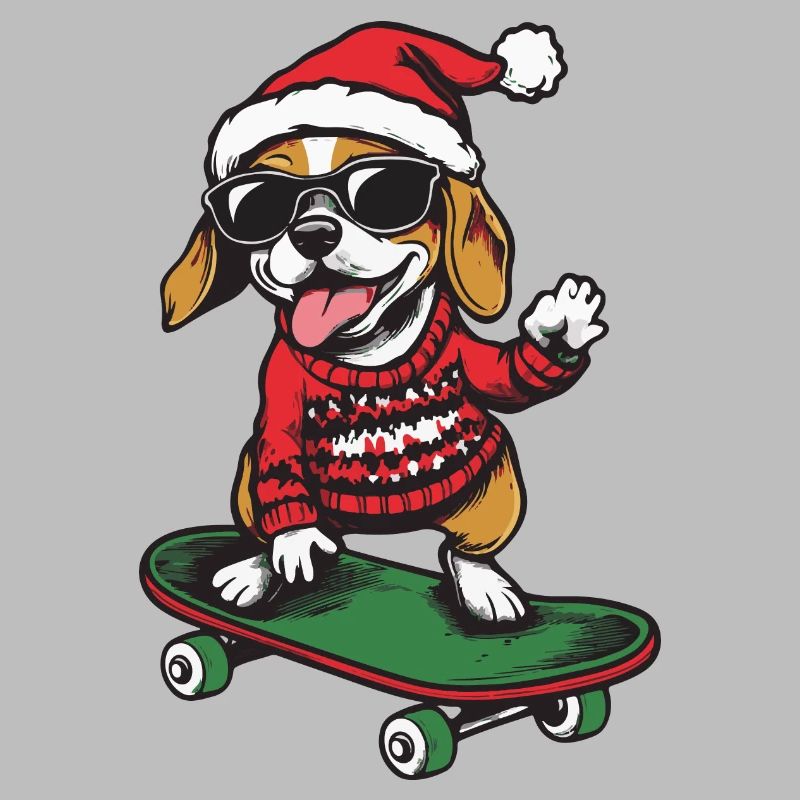 Beagle Hund Weihnachten Skateboard