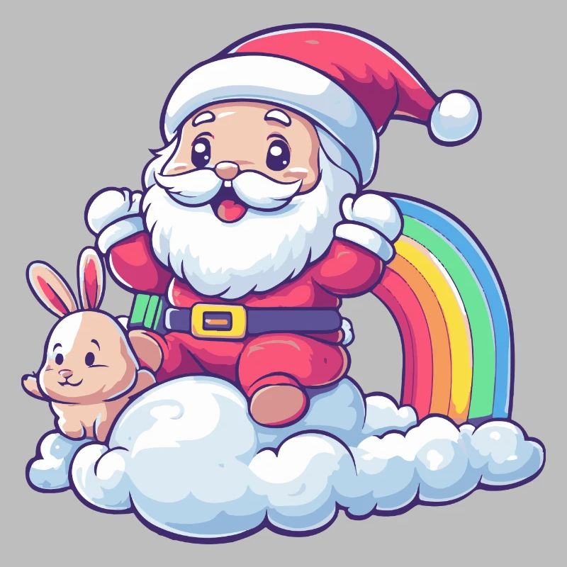 Hase Weihnachtsmann Regenbogen