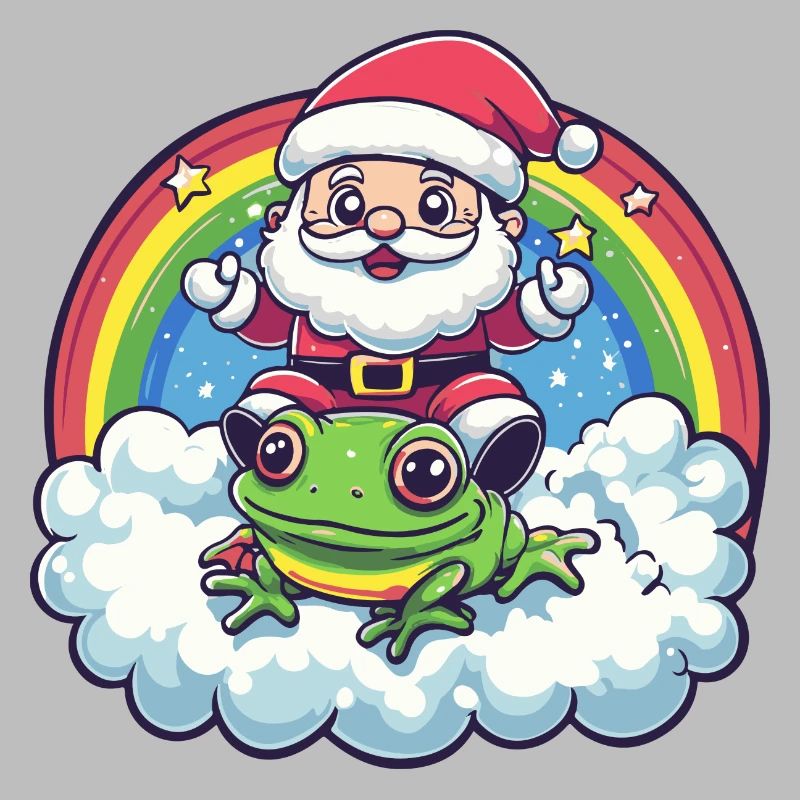 Frog Santa Claus Rainbow